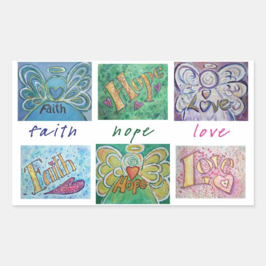 Faith Hope Liebe Angel Word Collage Sticker (Vorderseite)