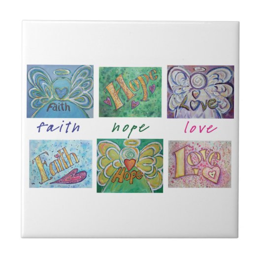 Faith Hope Liebe Angel Word Tile Geschenk Fliese (Vorderseite)