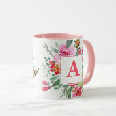 Faith Hope Liebe Aquarell Blume Monogram Tasse (VorderseiteRechts)