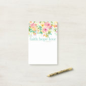 Faith Hope Liebe | Aquarellfarben - florale Post-i Post-it Klebezettel (Auf Schreibtisch)