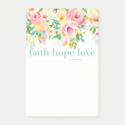 Faith Hope Liebe | Aquarellfarben - florale Post-i Post-it Klebezettel (Vorderseite)