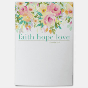 Faith Hope Liebe Aquarellfarben - florale Post-i Post-it Klebezettel