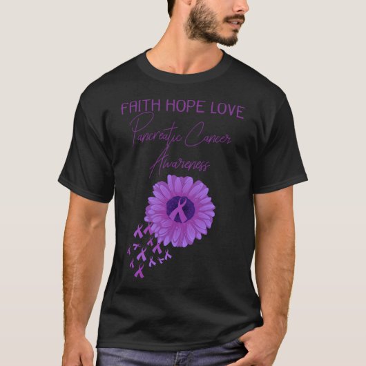 Faith Hope Liebe Bauchspeicheldrüsenkrebs Bewussts T-Shirt (Vorderseite)