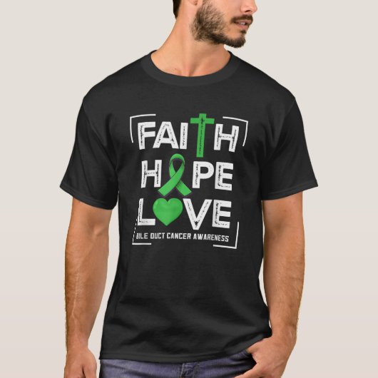 Faith Hope Liebe Bile Duct Cancer Awareness T Shir T-Shirt (Vorderseite)