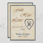 Faith Hope Liebe Blue Heart Wedding Einladung (Vorne/Hinten)