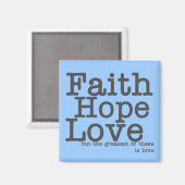 Faith Hope Liebe Blue Magnet (Vorderseite/Rückseite)