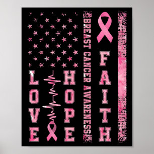 Faith Hope Liebe Blume America Flag Brustkrebs Poster