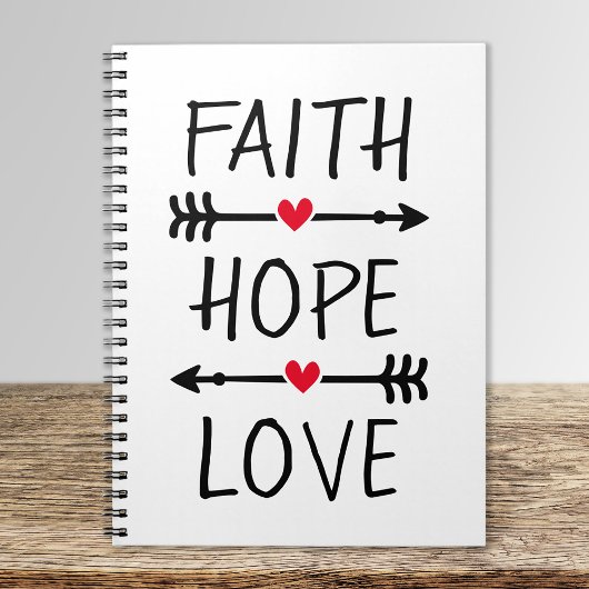 Faith Hope Liebe Boho Christlich Arrow Red Heart Notizblock
