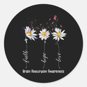 Faith Hope Liebe Brain Aneurysm Awareness Blume G Runder Aufkleber