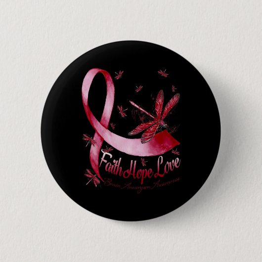 Faith Hope Liebe Brain Aneurysm Awareness Dragonfl Button (Vorderseite)