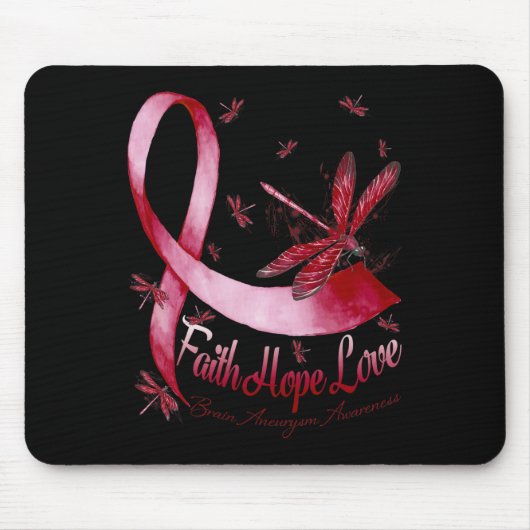 Faith Hope Liebe Brain Aneurysm Awareness Dragonfl Mousepad (Vorne)