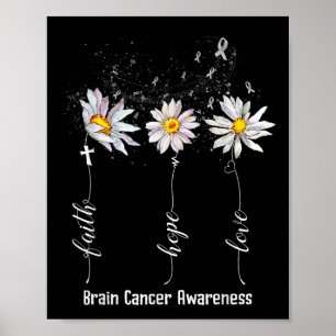 Faith Hope Liebe Brain Cancer Awareness Shirt Flow Poster