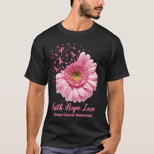 Faith Hope Liebe Breast Cancer Awareness Blume But T-Shirt (Vorderseite)