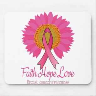 Faith Hope Liebe Breast Cancer Awareness Blume Mousepad