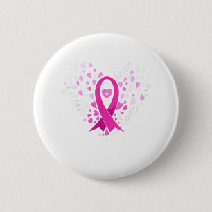 Faith Hope Liebe Breast Cancer Awareness Pink Ribb Button