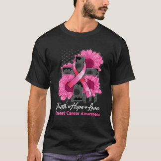 Faith Hope Liebe Breast Cancer Awareness Pink Ribb T-Shirt