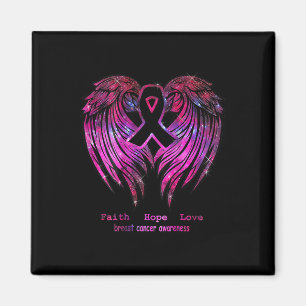 Faith Hope Liebe Breast Cancer Awareness Pink Wing Magnet