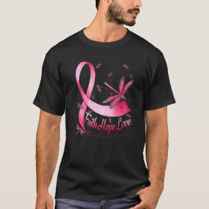 Faith Hope Liebe Brustkrebs-Bewusstsein Dragonfly T-Shirt