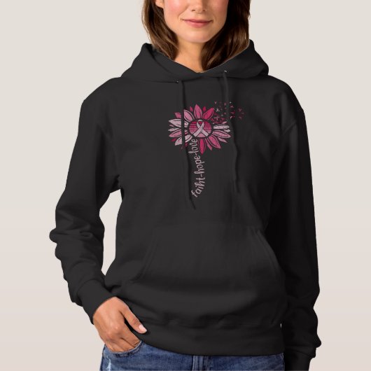 Faith Hope Liebe Brustkrebs Bewusstsein Sonnenblum Hoodie (Vorderseite)