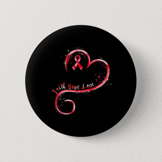 Faith Hope Liebe Burgundy Ribbon Brain Aneurysm Aw Button (Vorderseite)