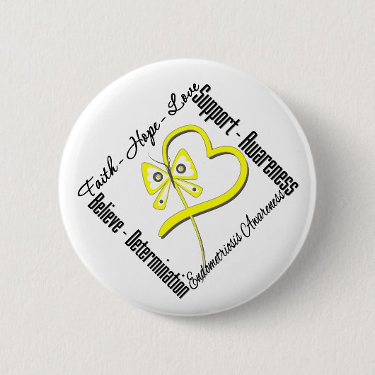Faith Hope Liebe Butterfly Endometriose Bewusstsei Button (Vorderseite)