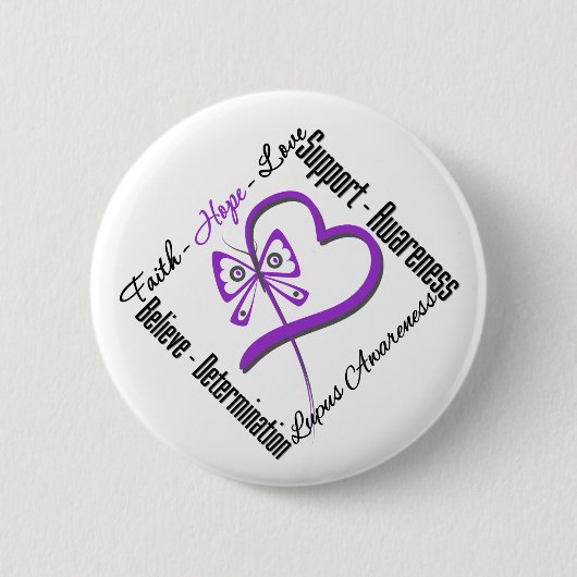Faith Hope Liebe Butterfly - Lupus Bewusstsein Button (Vorderseite)