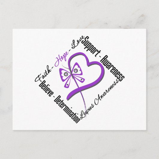 Faith Hope Liebe Butterfly - Lupus Bewusstsein Postkarte (Vorderseite)
