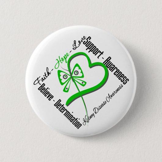 Faith Hope Liebe Butterfly - Nierenerkrankung Button (Vorderseite)