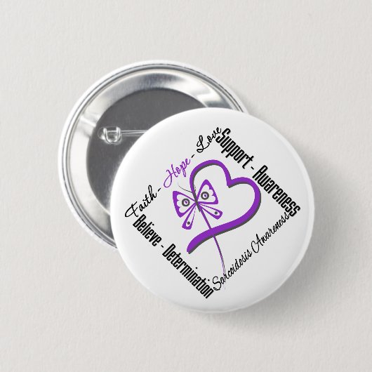 Faith Hope Liebe Butterfly - Sarcoidose Bewusstsei Button (Vorne & Hinten)