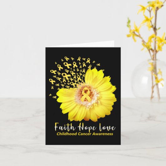 Faith Hope Liebe Childhood Cancer Awareness Ribbon Karte (Gelbe Blume)