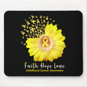 Faith Hope Liebe Childhood Cancer Awareness Ribbon Mousepad