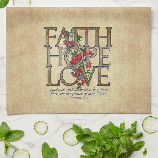 Faith Hope Liebe Christlich Bible Verse Geschirrtuch (Gefaltet)