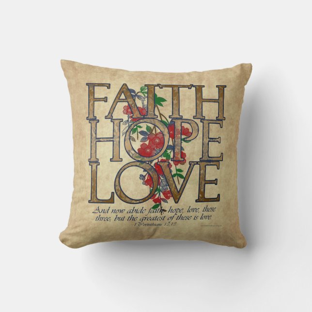 Faith Hope Liebe Christlich Bible Verse Kissen (Vorderseite)