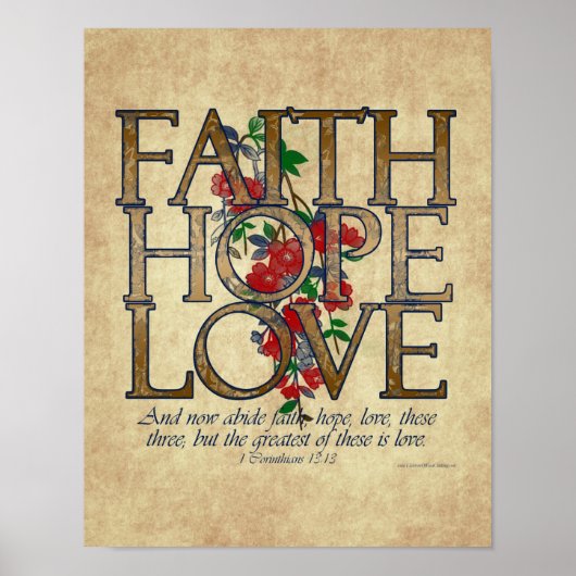 Faith Hope Liebe Christlich Bible Verse Poster (Vorne)