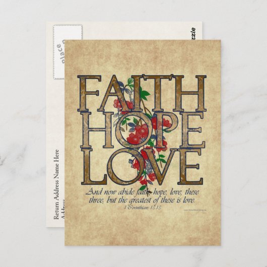 Faith Hope Liebe Christlich Bible Verse Postkarte (Vorne/Hinten)
