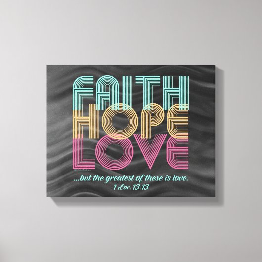 Faith Hope Liebe Christlich Bible Verse Retro Leinwanddruck (Vorderseite)