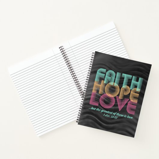 Faith Hope Liebe Christlich Bible Verse Retro Notizblock (Innenseite)