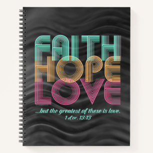 Faith Hope Liebe Christlich Bible Verse Retro Notizblock