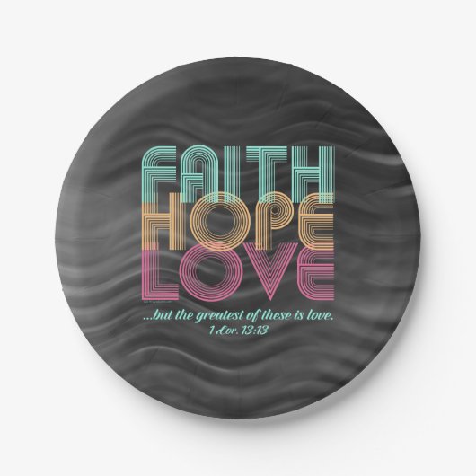 Faith Hope Liebe Christlich Bible Verse Retro Pappteller (Vorderseite)