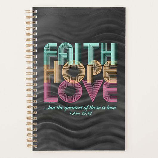 Faith Hope Liebe Christlich Bible Verse Retro Planer (Vorderseite)