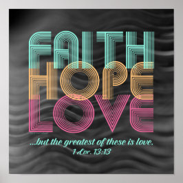 Faith Hope Liebe Christlich Bible Verse Retro Poster