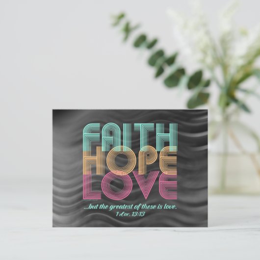 Faith Hope Liebe Christlich Bible Verse Retro Postkarte (Stehend Vorderseite)