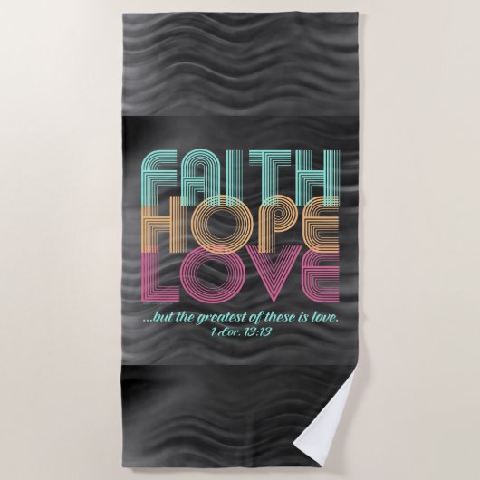 Faith Hope Liebe Christlich Bible Verse Retro Strandtuch (Vorderseite)