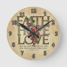 Faith Hope Liebe Christlich Bible Verse Runde Wanduhr