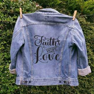 Faith Hope Liebe Christlich Cross Girly Jeansjacke