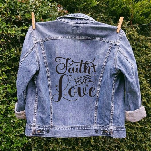 Faith Hope Liebe Christlich Cross Girly Jeansjacke