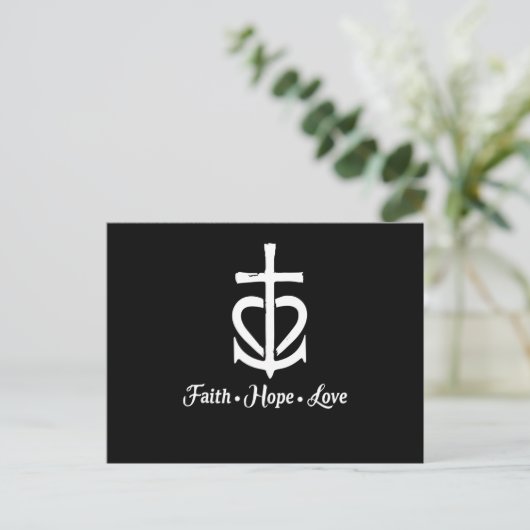 Faith Hope Liebe Cross Anchor Herz Jesus Ankündigungspostkarte (Stehend Vorderseite)