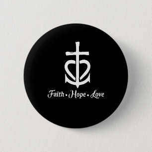 Faith Hope Liebe Cross Anchor Herz Jesus Button