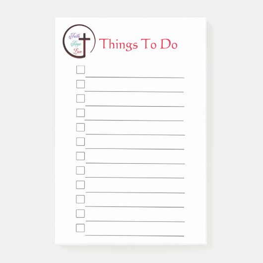 Faith Hope Liebe Cross Post-it Notes Post-it Klebezettel (Vorderseite)