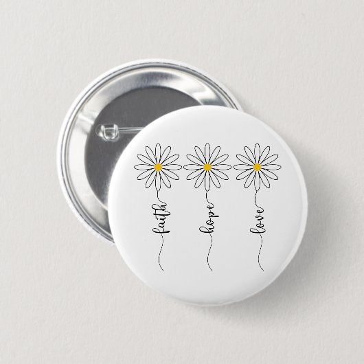 Faith Hope Liebe Daisies Button (Vorne & Hinten)